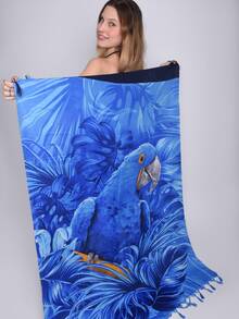 Women's Beach Cover-Up Sarong Summer Fashion Beautiful Prints - 藍金剛鸚鵡 - 查看 3