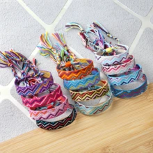 12 قطعة/الحزمة سوار صداقة للنساء بوهيمي مصنوع يدويًا قابل للتعديل مع تميمة، إكسسوارات مجوهرات للفتيات