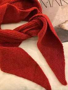 1pc Women Casual Solid Color Knitted Hooded Scarf Neck Warmer, Suitable For Autumn/Winter Everyday Outings And Travel For Dress - Multicolor - View 4