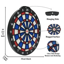 14英寸飞镖套装，塑料飞镖靶，软式飞镖，超薄蜘蛛飞镖，室内装饰，派对游戏，户外便携游戏 - 藍色 - 查看 2