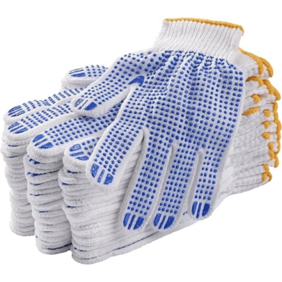 PAKNADA Cotton Work Gloves Blue PVC Dots 12 Pairs Reusable, Anti-Slip Durable Grip For Warehouse, Gardening, Daily Work, One Size, Breathable Home Improvement