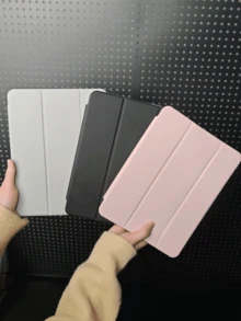 1 pieza Funda protectora ultra delgada y transparente de 3 pliegues para iPad, a prueba de golpes y con ranura para lápiz, compatible con iPad Mini 4/5/6, 9.7/10.2/10.5 pulgadas, Air 4/5/6/7, 10th/11th Gen, Pro 11 pulgadas, Air 11 (M2), Air 13 y Pro 11 (M4) etc. - Gris claro - Gris Claro - Ver 5