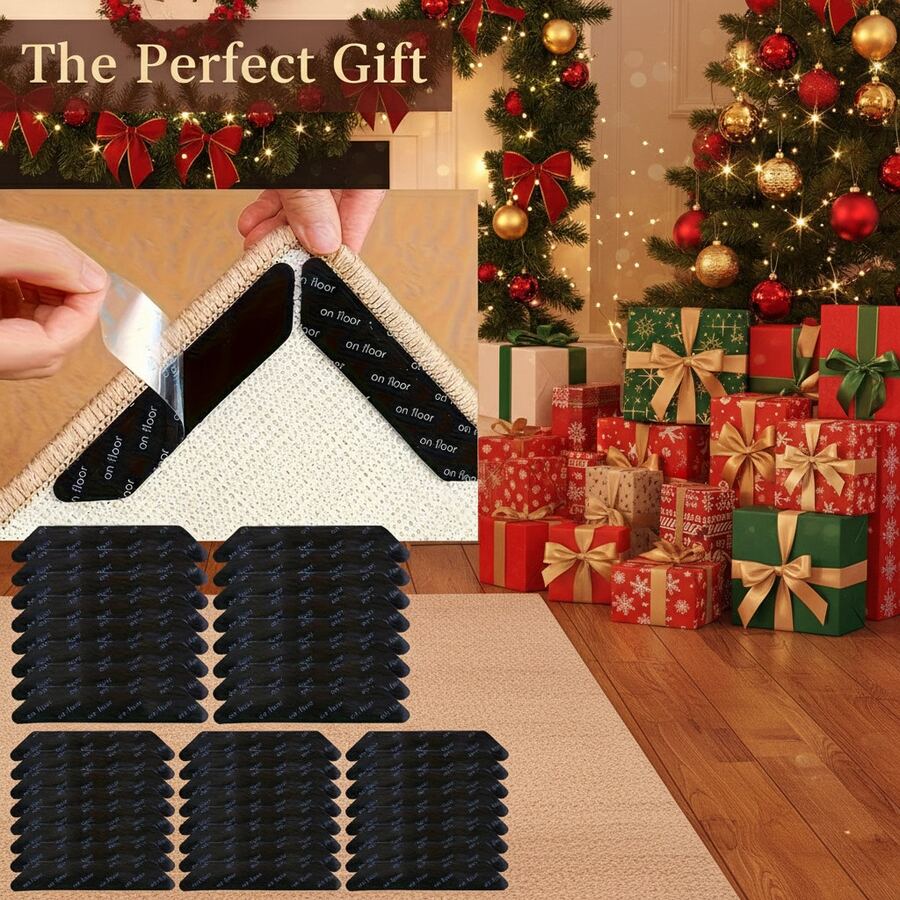 12 PCS Non-Slip Gripper Pads, Reusable Washable Anti-Slip Mat, Strong Adhesion To Prevent Sliding & Curling, For Rugs, Table Mats, Bowls & Small Objects Home Office Essentials - màu đen - Xem 1