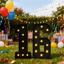 Decorative Signs & Plaques Giant 3FT/92cm Black Mosaic Puzzle Number Lights - Marquee Light Up Numbers With Warm Yellow Lights For Birthday Party Large Mosaic Frame Letter Cardboard Pre-Cut Giant Cut-Out Thick Foam Board Sign DIY Decorations - 黑色 - 查看 1