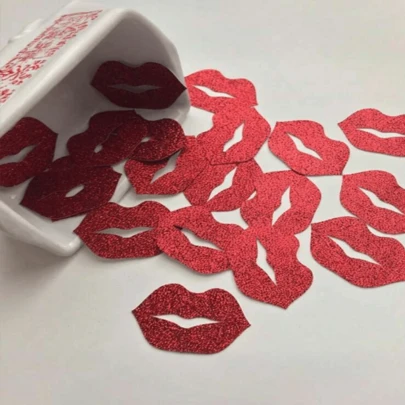 200pcs Red Lip Confetti, Sparkling Paper Lip Hollow, Suitable For Weddings, Birthdays, Anniversaries, Bachelor Parties, Christmas, New Year, Graduation Ceremonies, Valentine's Day, Anniversaries, Gift Giving, Surprise Party Decorations Supplies