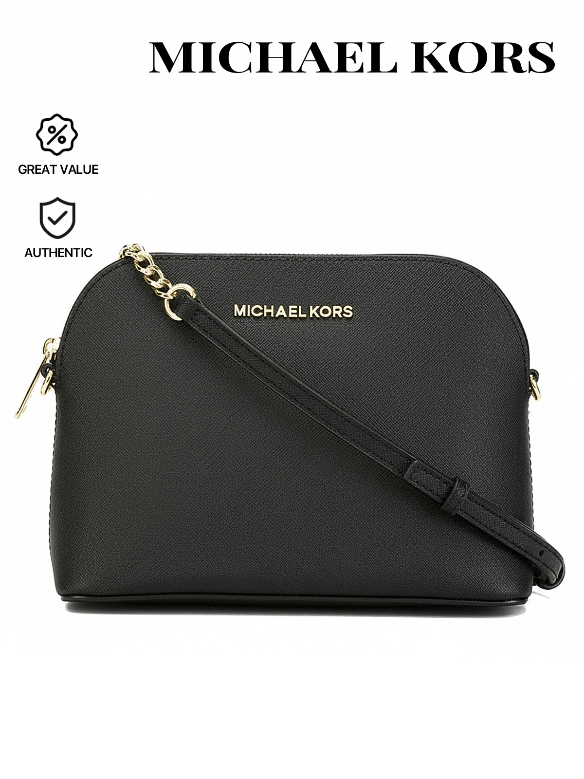 Michael Kors Jet Set Travel 中号圆顶斜挎包 黑色 - 黑色 - 查看 1