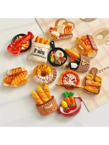 6 piezas Imanes de nevera 3D de comida, imanes decorativos lindos para refrigerador, imanes personalizados adecuados para cocina, pizarra de oficina, gabinete de almacenamiento, lavavajillas, decoración de cocina, decoración del hogar, regalo del Día de la Madre - Multicolor - Ver 7