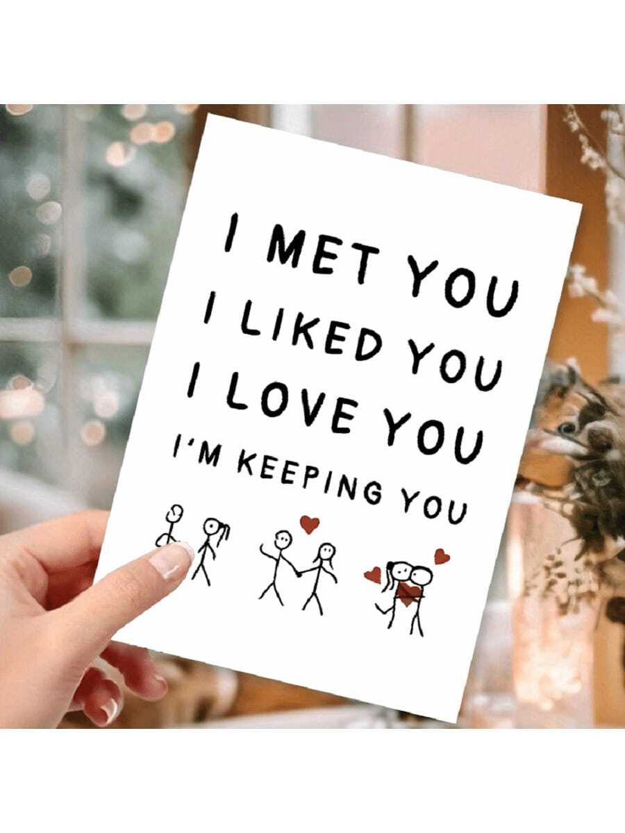 1/2 Pcs "I Like You, Love You, Keep You" Anniversary & Celebration Of Love Greeting Card - White - View 1