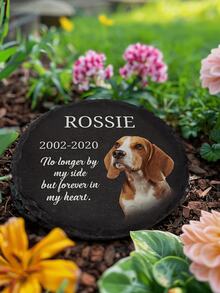 1件定制宠物纪念石，个性化防水猫狗墓碑，定制幼犬墓碑，个性化宠物纪念石，定制狗狗纪念花园石，宠物墓碑，刻有宠物名字的花园石，宠物逝世纪念礼品 - 深灰色 - 查看 4