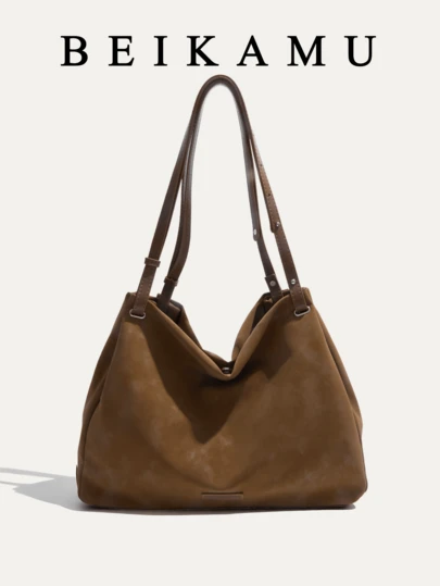 BEIKAMU Fashion Solid Color PU Large Capacity Tote Bag, Dual Handle Quality Lining Versatile Women's Shoulder Bag, Suitable For University, Commuting, Shopping, Strolling, Daily Use