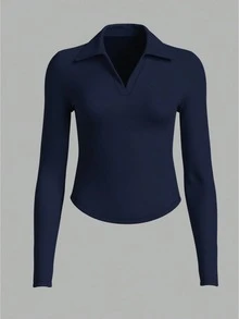 女士休闲运动纯色修身瑜伽健身长袖打底衫