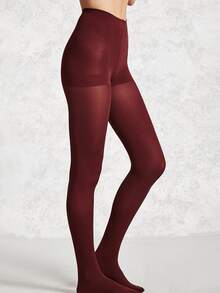 1pc Women's Wine Red Stockings, Suitable For Everyday Wear Christmas Gift  Fabric    None - 黑色 - 查看 4