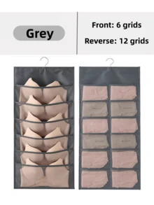 1pc Double-Sided Multi-Compartment Bra, Socks, Underwear Storage Hanging Bag, Foldable Wardrobe Door Organizer, Wall-Mounted Storage Pouch - Multicolor - View 13