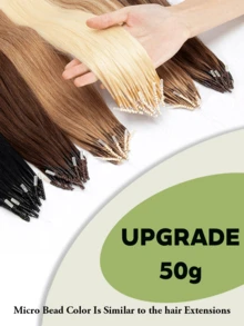 8D微型接发，真人发微珠接发，直发，灰金色挑染，漂白金色，50股，纳米环，隐形迷你硅胶珠微型接发