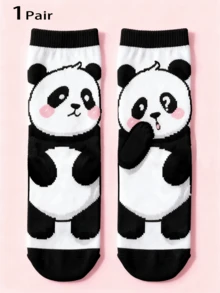 1/3 Pairs Women/Unisex Playful Panda Pattern Interesting Personalized Cartoon Cute Mid-Calf Socks, Comfortable & Durable, Colorful, Suitable For Daily Wear, All Seasons - Multicolor - View 5
