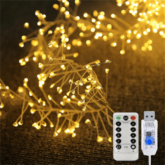 1 st sagolik ljusslinga USB-strömförsörjning, 50/100 LED-ljus lysande koppartrådsljusslinga med smällare, 8 ljuslägen, lämplig för tak, krans, fest, bröllop, julgransdekoration, varma färger, festdekoration, festivalbelysning, dekorativa lampor