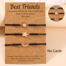 2pcs/3pcs Set Fashion Woven Luminous Heart, Sun & Moon Bracelets, Minimalist Couple/Friendship Jewelry Set, Glow-In-The-Dark Lucky Knot Bracelets - Multicolor - View 5