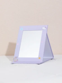 1 Stück faltbarer, tragbarer Cartoon Make-up Spiegel, Tisch-Handhalte-Papier Make-up Spiegel, süßer Tisch-Standspiegel für den Heimgebrauch