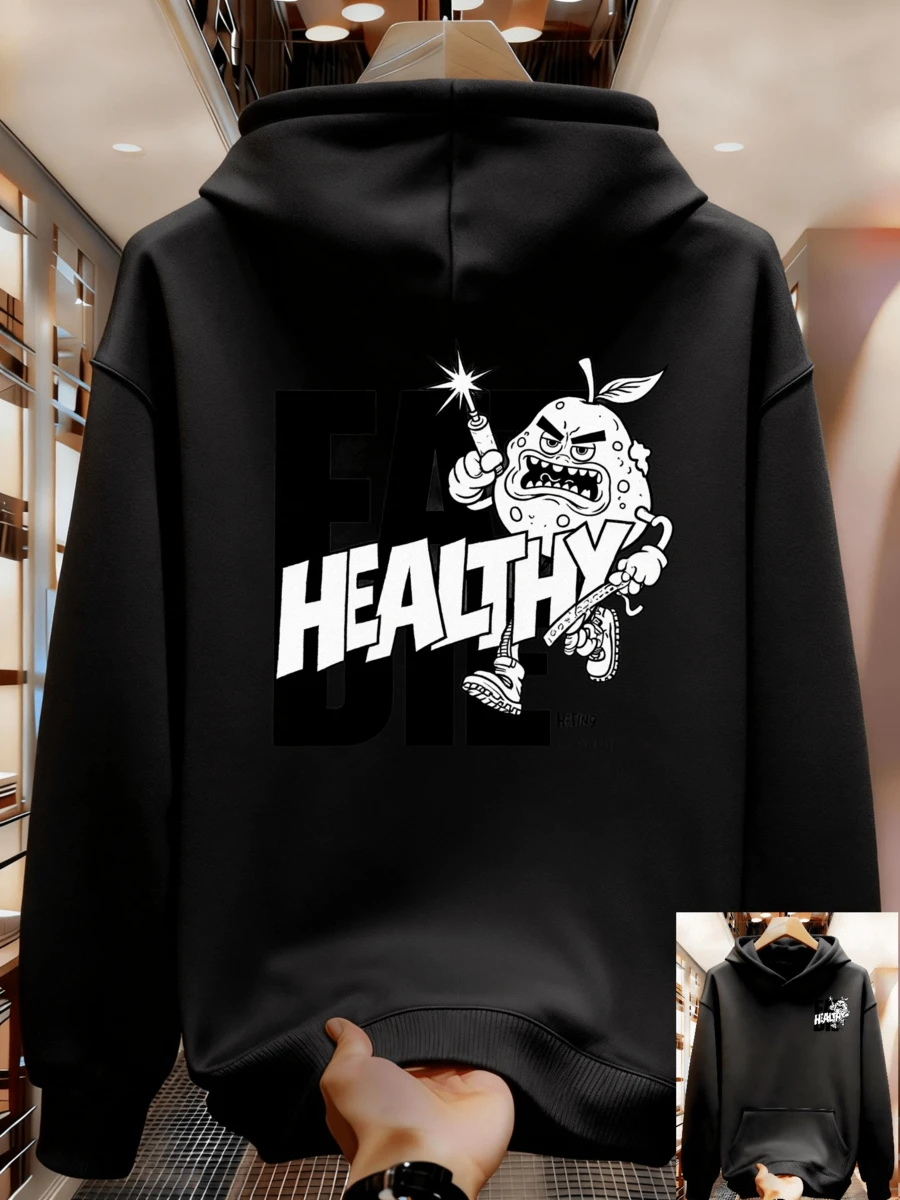 Sudadera con capucha para hombres adecuada para otoño e invierno - Negro - Ver 1