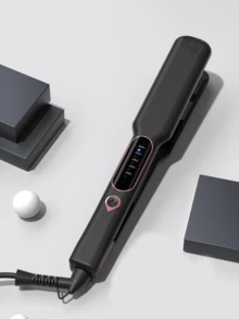 Alisador e modelador de cabelo 2 em 1 de cerâmica, chapinha de titânio avançada de 1,5 polegada para todos os penteados, aquecimento rápido, voltagem dupla, desligamento automático, com luva e 2 clipes