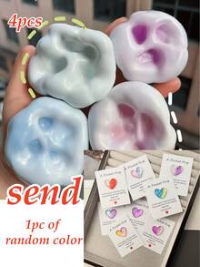 1个超好玩减压麻糬捏捏乐玩具，迷你随机颜色透明立方体，弹性摩卡色，慢回弹变色，手工麻糬，锻炼手指，缓解压力，适合课堂奖励、办公室娱乐、生日派对、节日庆典，也是感恩节、复活节、万圣节、圣诞节的完美礼物，派对装饰 > 派对礼物 > 其他派对礼物