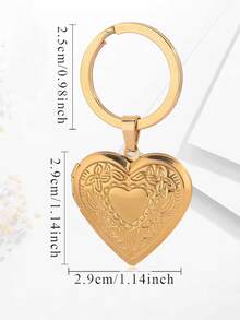 1个定制照片心形钥匙扣，个性化照片盒锁钥匙扣，金色/银色，可定制您的照片，耐用不锈钢纪念钥匙扣，男女皆宜的礼物，新年和圣诞节礼物 - 彩色 - 查看 5