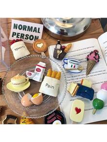 6 piezas Imanes de nevera 3D de comida, imanes decorativos lindos para refrigerador, imanes personalizados adecuados para cocina, pizarra de oficina, gabinete de almacenamiento, lavavajillas, decoración de cocina, decoración del hogar, regalo del Día de la Madre - Multicolor - Ver 3