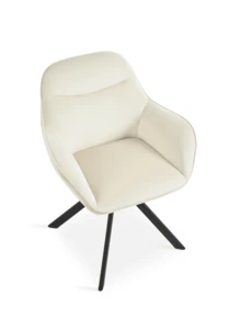 Goeurvant Stylish Smile Curve Upholstered 360° Swivel Dining Chairs With Armrests And Metal Legs For Dining Room, Living Room, Office - Set Of 2 / Set Of 4 / Set Of 6 - Cream - Apricot - View 5