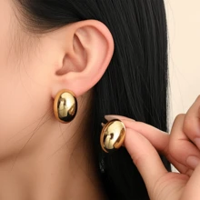 1-9 Gold Minimalist Texture Earrings With Knotted Geometric Pattern, Resin Material, Fashionable And Stylish Ear Ring Set - Gold - View 8