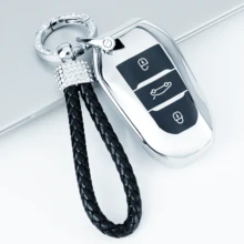 适用于标致208、308、408、508、C3、C4、C6、C8车型的3键TPU软质汽车钥匙扣保护套，防尘防震，高级时尚钥匙扣 - A款 - 查看 2