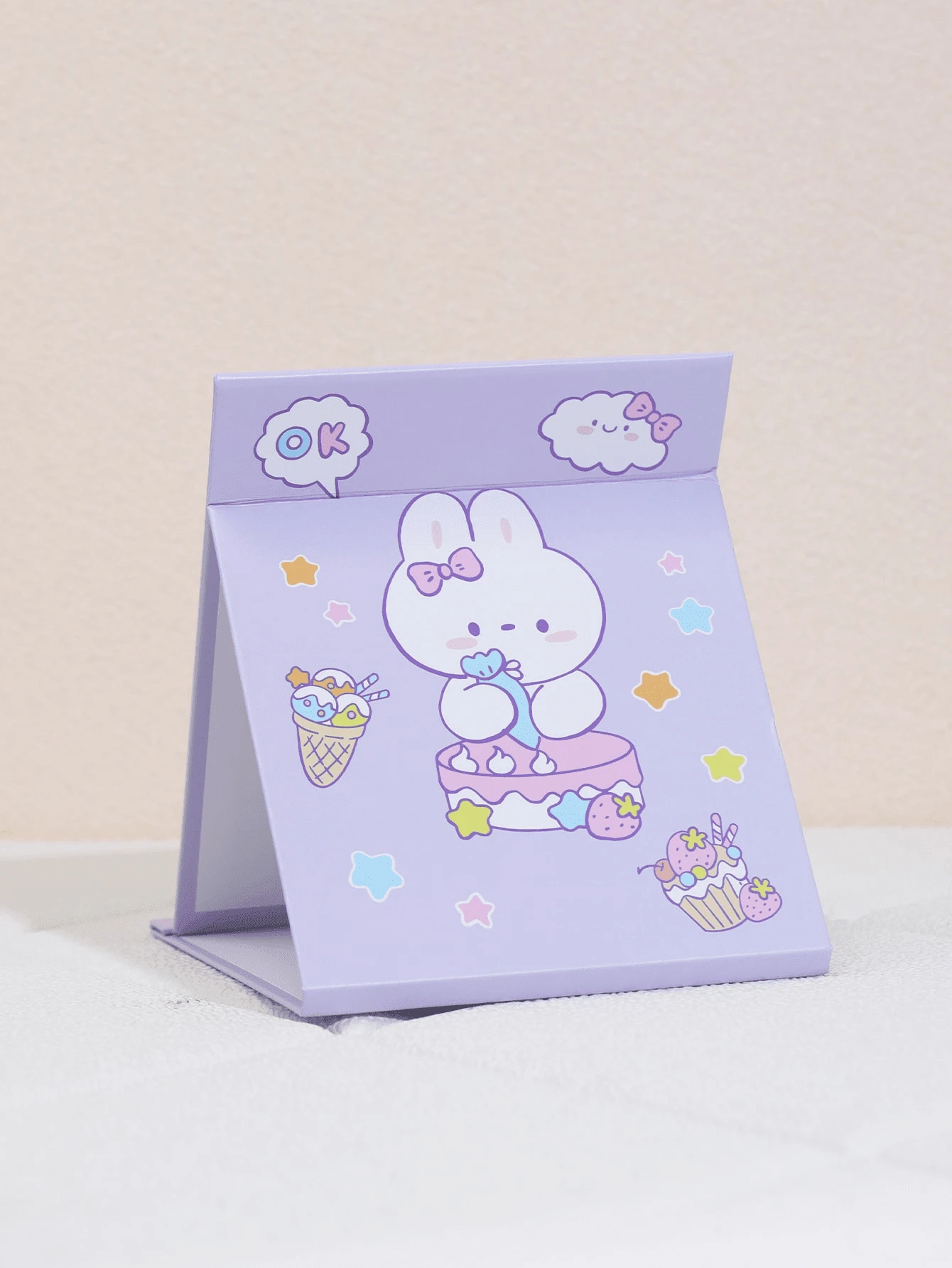 1 Stück faltbarer, tragbarer Cartoon Make-up Spiegel, Tisch-Handhalte-Papier Make-up Spiegel, süßer Tisch-Standspiegel für den Heimgebrauch