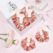 10个伴娘求婚礼物真丝发圈 - 真丝发带，适合单身派对回礼、婚礼发饰（不伤发设计，浪漫礼盒填充物，适合新娘派对、DIY新娘纪念品）、单身派对回礼、婚礼派对用品、生日派对、毕业季（款式随机发货） - 香檳色 - 查看 7