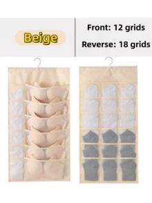 1pc Double-Sided Multi-Compartment Bra, Socks, Underwear Storage Hanging Bag, Foldable Wardrobe Door Organizer, Wall-Mounted Storage Pouch - Multicolor - View 14