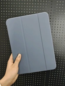 平板电脑保护套，兼容三星 Galaxy 平板电脑/iPad/红米 iPad SE/iPad，防摔，超薄/智能支架/自动唤醒，兼容苹果 iPad Mini 4/5/6（9.7/10.2/10.5 英寸）、Air 4/5/6（第十代，10.9 英寸）、Pro 11 英寸、Air 11 (M2)、Air 13 和 Pro 11 (M4) - 灰紫色 - 淺灰紫 - 查看 3