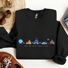 Meet Me At My Happy Place Sweatshirt, Family Vacation Shirt, Matching T-Shirt, Disneyland Sweatshirt, Vacay Shirt - 黑色 - 查看 8