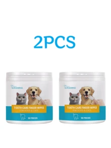 YEGBONG Large Capacity Dog Teeth Cleaning Finger Wipes, Suitable For Dogs & Cats | Pre-Soaked, Easy To Use, Freshen Breath, Convenient Oral Care, No Brushing Required - Multicolor - View 15
