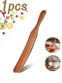 1 cái Spurtle gỗ tếch cao cấp - Thiết kế hẹp để làm bột chua, trộn và chạm vào đáy lọ, chắc chắn, dụng cụ nhà bếp cho đồ nấu nướng chống dính - Không cần pin - Nhiều màu - Xem 8