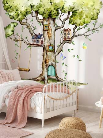 卡通森林墙贴，营造自然氛围，装饰儿童房，适合派对、客厅、卧室、婴儿房背景，可用于儿童房