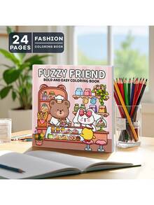 (Versión original, versión actualizada con papel talla grande grueso, páginas interiores de 120g, nuevo modelo 2025, 7.9*7.9 pulgadas, 24 páginas, impresión de un solo lado) 1 pieza Libro para colorear para adultos con tema de amigos borrosos, patrones exquisitos, líneas claras, adecuado para regalos de cumpleaños, Pascua, Día del Padre y otras fiestas, una excelente manera de relajarse