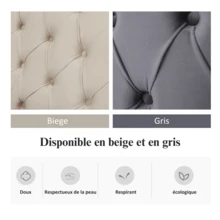 Pillow-Shaped Padded Bed, Double Flannel Rivets, Sewn Eyelet, 140*190 Double Bed With Hydraulic Function, Waterproof Non-Woven Fabric Bed Base In Black And Gray - Grey + Velvet + 140cm*190cm - View 8