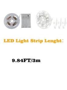 Dải đèn LED ánh sáng ấm, có thể cắt được, chạy bằng pin, đa chức năng, thích hợp cho hộp quà, tủ quần áo và tủ đựng đồ (không bao gồm pin). - Ánh sáng trắng - Xem 10