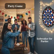 14英寸飞镖套装，塑料飞镖靶，软式飞镖，超薄蜘蛛飞镖，室内装饰，派对游戏，户外便携游戏 - 藍色 - 查看 6