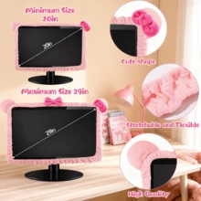 Sanrio 250cm Stretchy Cat Bow Tie LCD Monitor Dust Cover Protector Sleeve, Fits 18-32 Inch Displays