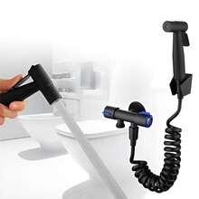 1 Set Excelente rociador bidet de baño, accesorio de grifo multi-puerto para inodoro, lavadora, varias funciones de bidet, herrajes de plomería de alta calidad - Negro - Ver 3