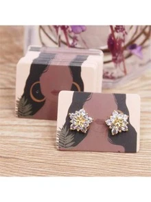 100pcs/pack 3.5x2.5cm White Cardboard Jewelry Display Cards For Women/girls With Earring Holes, Display Accessories For Jewelry Sets - brown face - View 8