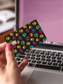 1pc Animal Paw Print Credit Card Sticker, Creative Personalized Ultra-Thin Cool PVC Anti-Fingerprint Credit Card Protector, High Quality, Scratch-Resistant, Suitable For Men And Women, Applicable To Small Chip Cards, Bank Cards, Credit Cards, Transportation Cards, Campus Cards, Etc., Can Be Used For DIY Decoration, Back To School Supplies, Cute Pets, Pet Lovers (Random Style Shipped) - Multicolor - View 3