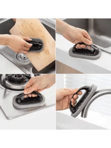 Magic Emery Sponge Cleaning Brush With Handle - Strong Decontamination Rust Remover For Kitchen Bathroom Household Cleaning Tools