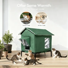 Outdoor Cat House, Warm & Insulated Cat Shelter For Indoor/Outdoor Cats, Suitable For All Seasons, With Warm Cushion, Easy Assembly - M-40*36*50 cm - View 7