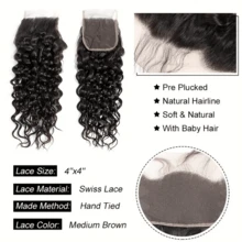 BINF Curly Human Hair Bundles With A Frontal Root, Wet And Wavy, With A Closure. Natural, Untreated Human Hair Extensions For Girls, Perfect For DIY Hairstyles, Suitable For All Ethnicities, An Ideal Gift For Christmas, New Year's Eve, Halloween And Other - Natural Black - View 8