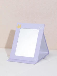 1 Stück faltbarer, tragbarer Cartoon Make-up Spiegel, Tisch-Handhalte-Papier Make-up Spiegel, süßer Tisch-Standspiegel für den Heimgebrauch